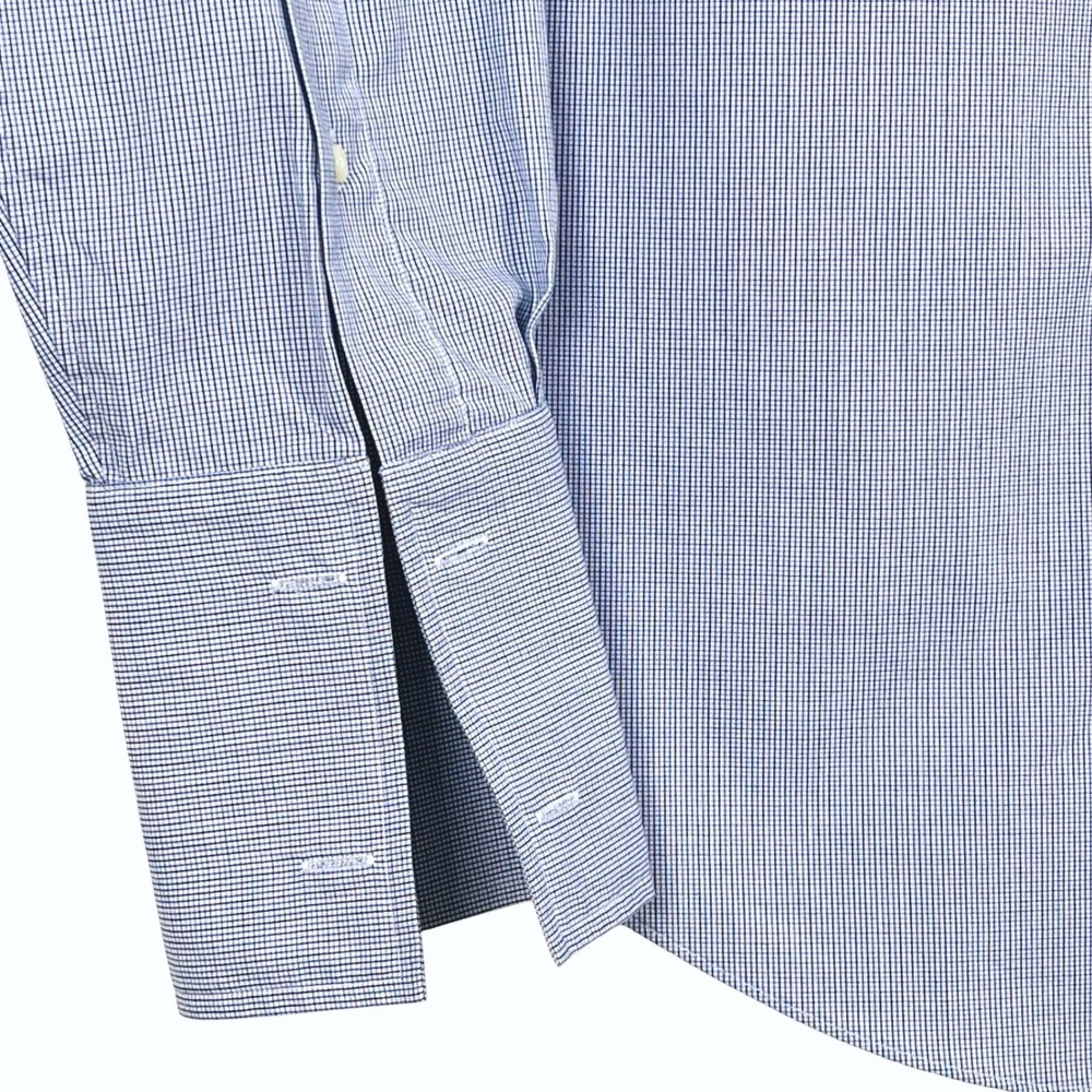 Jos A Bank Executive Collection Dress Shirt 16-34 Blue Micro Check French Cuffs - Picture 7 of 8